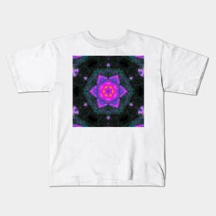 Mosaic Mandala Flower Purple Pink and Black Kids T-Shirt